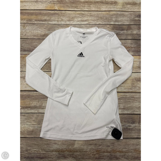 Athletic Top Long Sleeve Crewneck By Adidas In White, Size: S