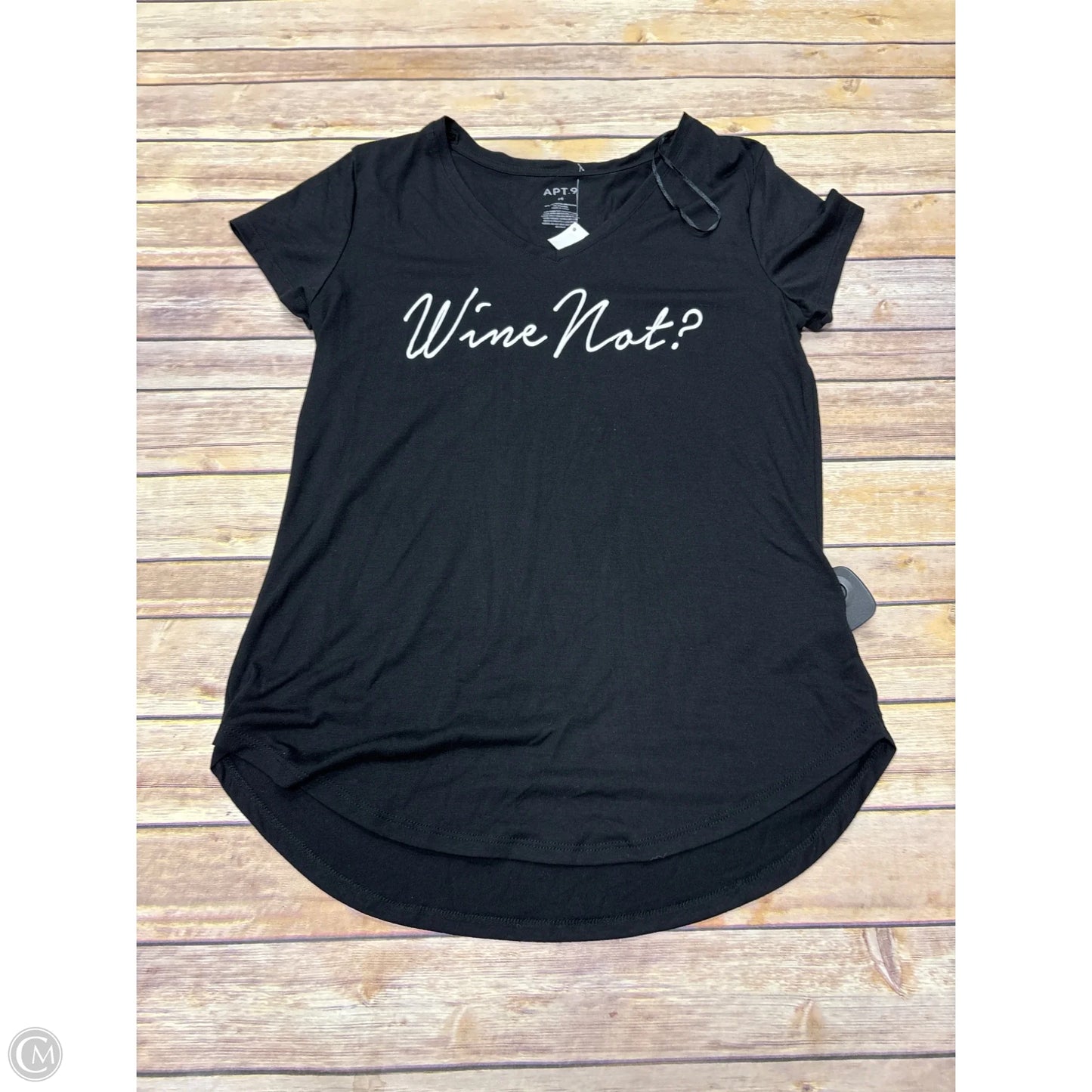 Top Short Sleeve Basic By Apt 9 In Black, Size: M