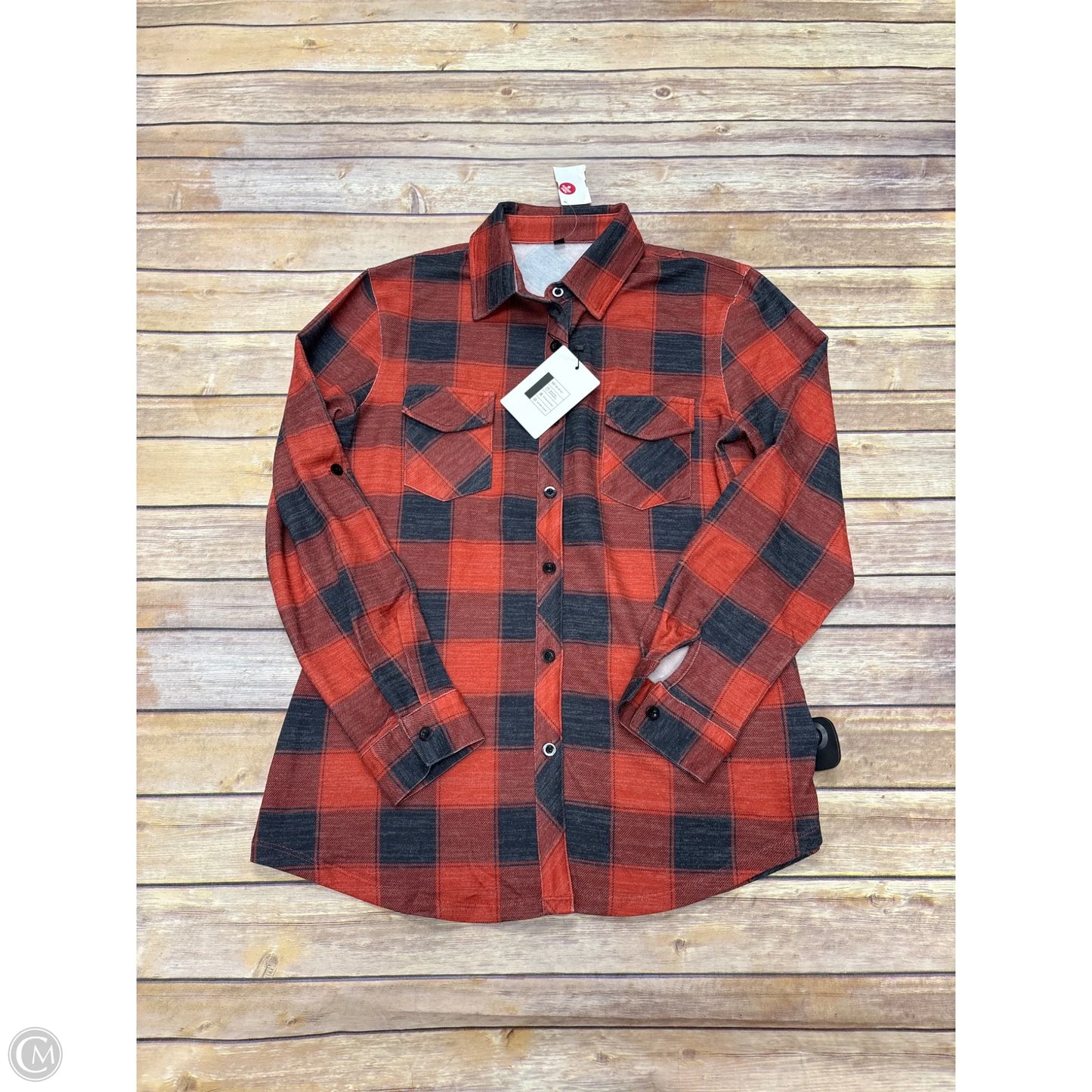 Top Long Sleeve By Cmf In Plaid Pattern, Size: S