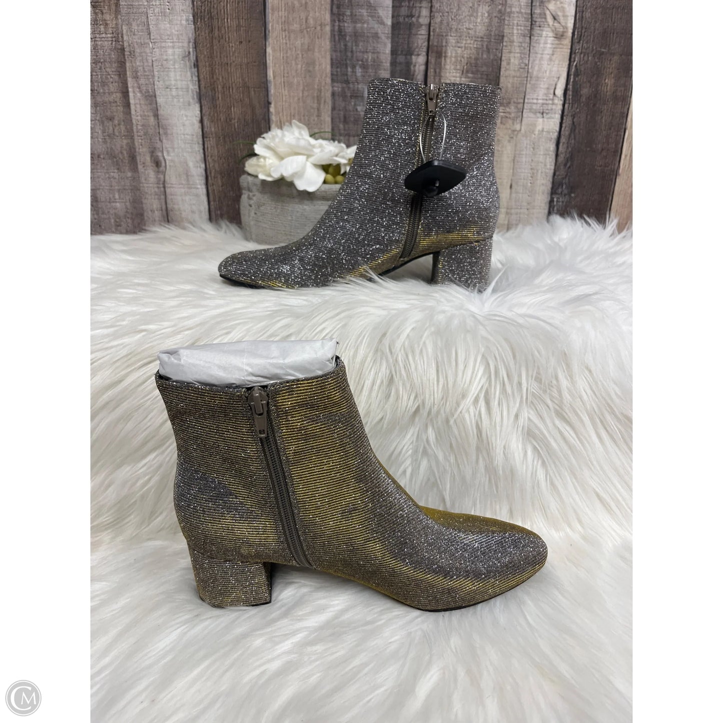 Boots Ankle Heels By Unisa In Gold, Size: 8