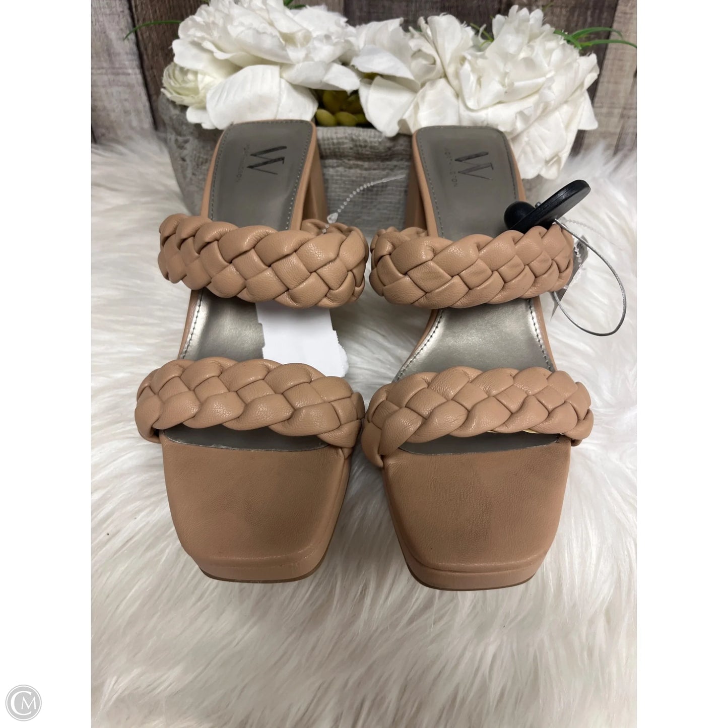Sandals Heels Block By Worthington In Tan, Size: 7.5