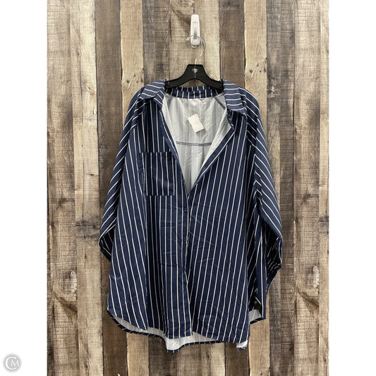 Top Long Sleeve By Cmf In Blue & White, Size: 3x