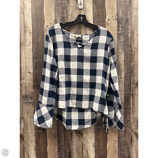 Top Long Sleeve By Listicle In Blue & White, Size: S