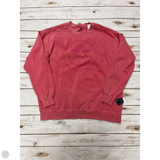 Sweatshirt Crewneck By Comfort Colors In Pink, Size: L