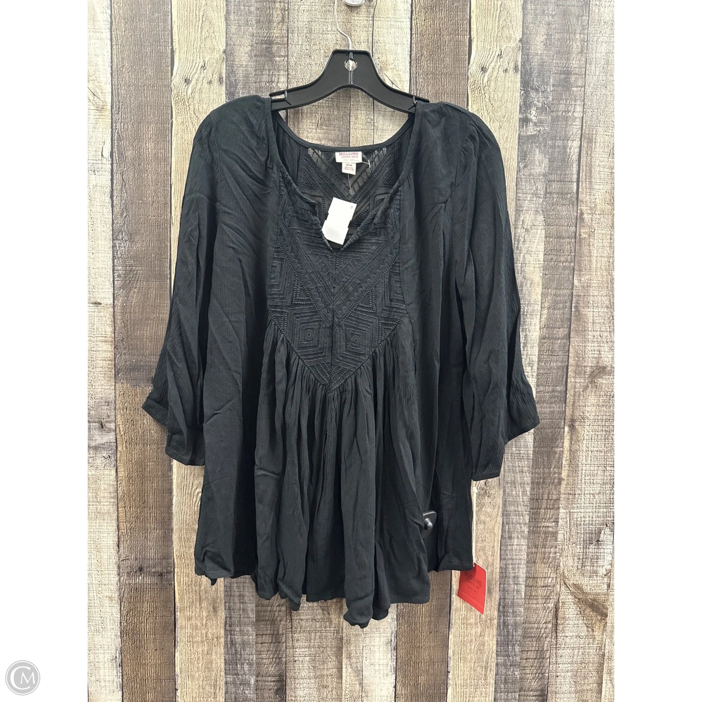Top 3/4 Sleeve By International Concepts In Black, Size: M