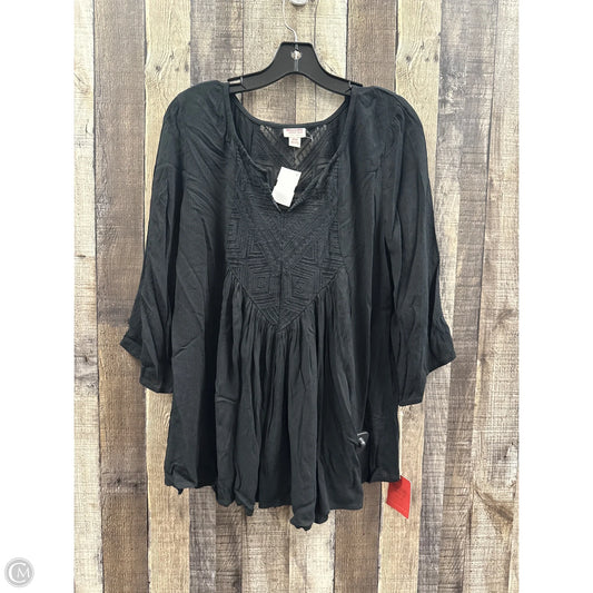 Top 3/4 Sleeve By International Concepts In Black, Size: M