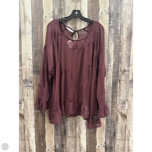 Top Long Sleeve By Maurices In Maroon, Size: 1x