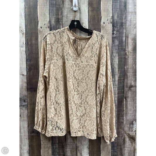 Top Long Sleeve By Cable And Gauge In Beige, Size: 2x