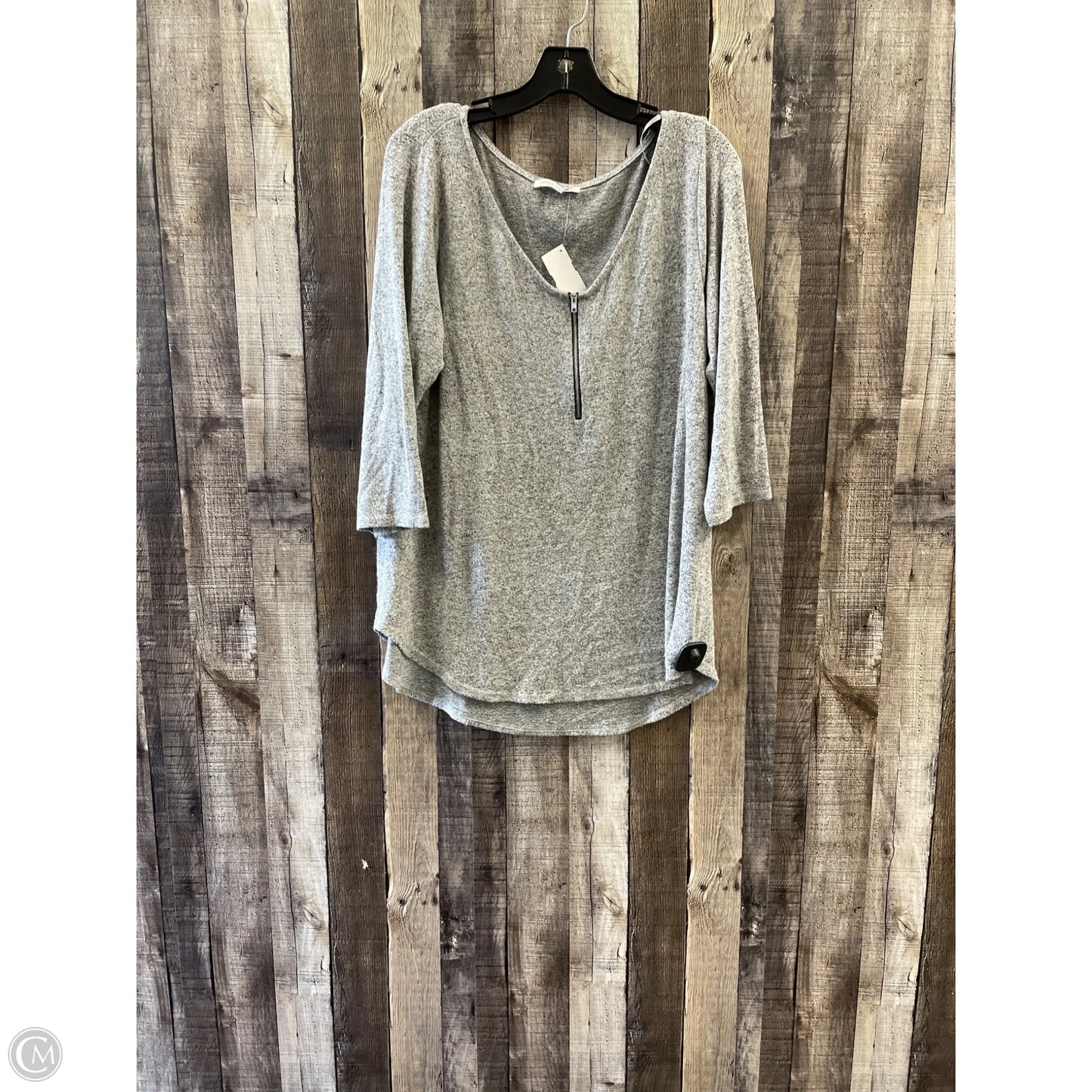 Top Long Sleeve By Green Envelope In Grey, Size: 1x