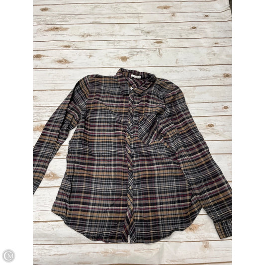 Top Long Sleeve By Maurices In Plaid Pattern, Size: Xxl