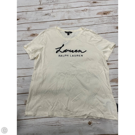 Top Short Sleeve By Lauren By Ralph Lauren In Ivory, Size: Xl