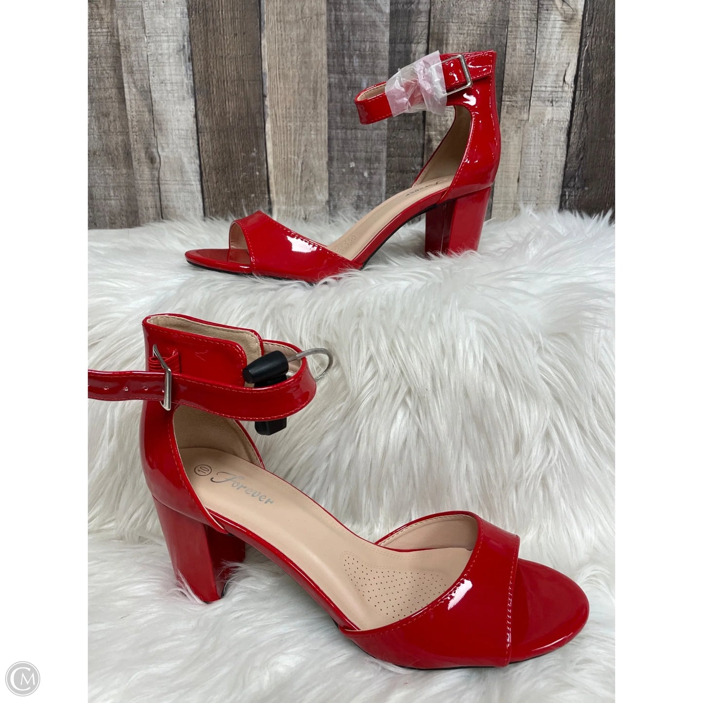 Sandals Heels Block By Forever In Red, Size: 10