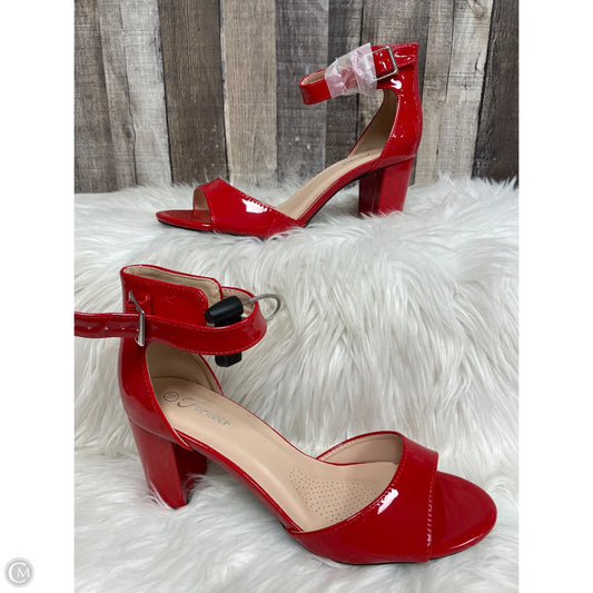 Sandals Heels Block By Forever In Red, Size: 10