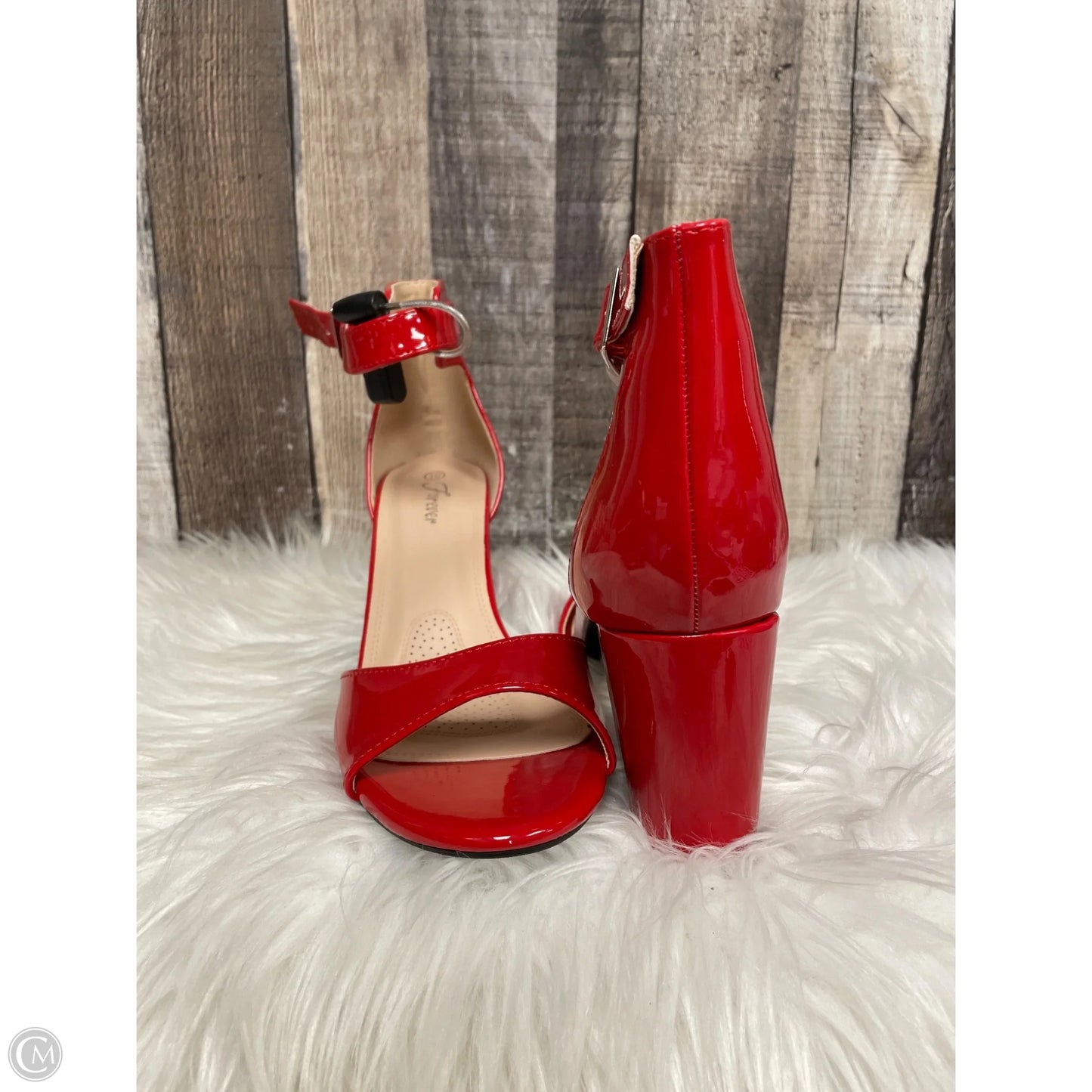 Sandals Heels Block By Forever In Red, Size: 10