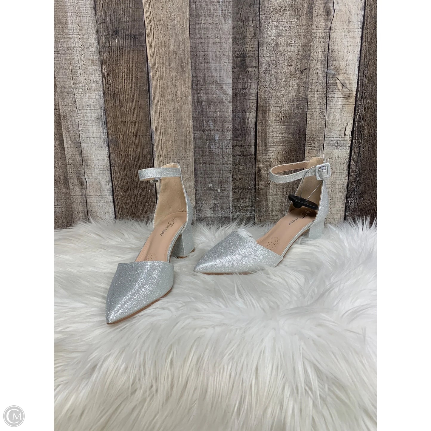 Shoes Heels Block By Forever In Silver, Size: 6