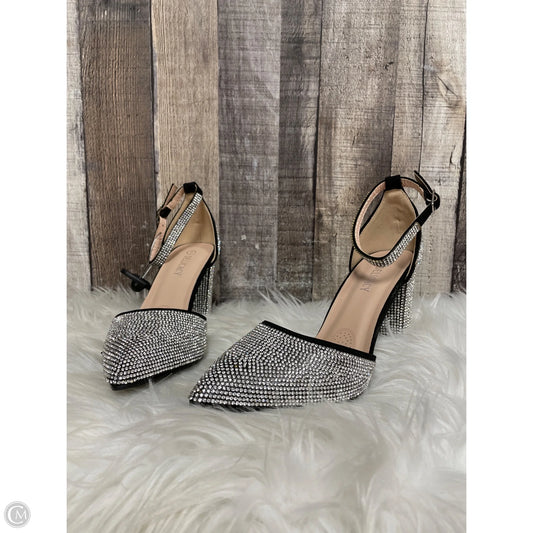 Shoes Heels Block By Forever In Black & Silver, Size: 7