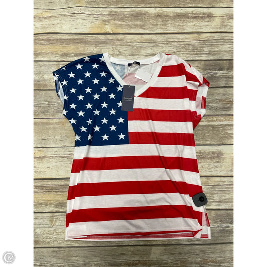 Top Short Sleeve By Cme In Blue & Red, Size: L