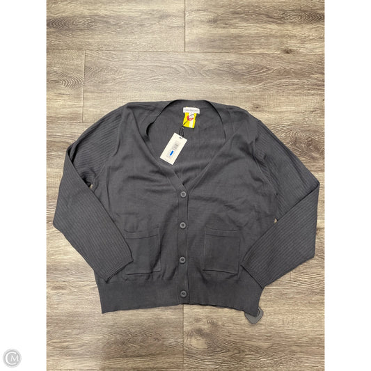 Sweater Cardigan By Calvin Klein In Grey, Size: Xl
