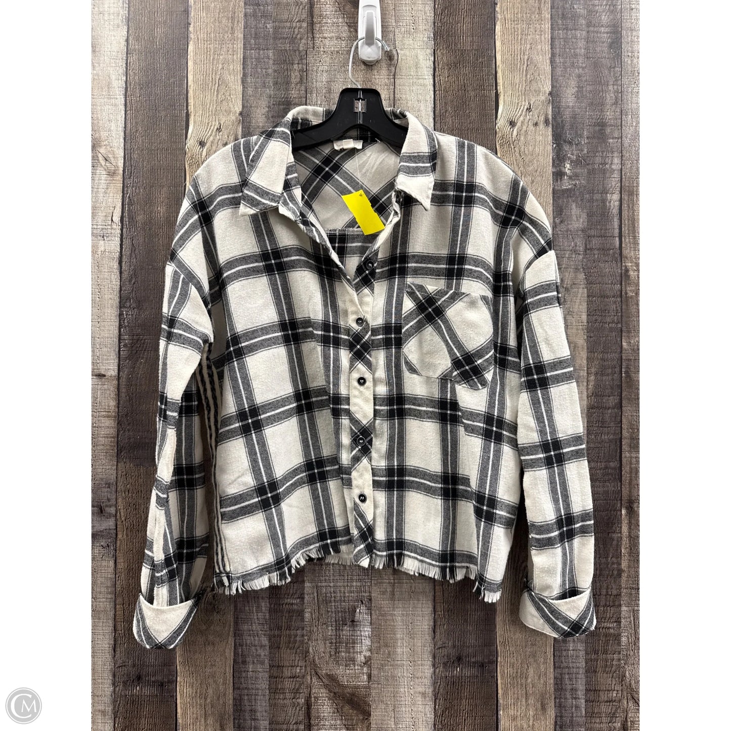 Top Long Sleeve By Hem & Thread In Plaid Pattern, Size: M