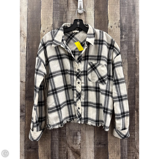 Top Long Sleeve By Hem & Thread In Plaid Pattern, Size: M
