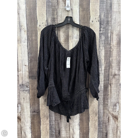 Top 3/4 Sleeve By International Concepts In Black & Gold, Size: 2x