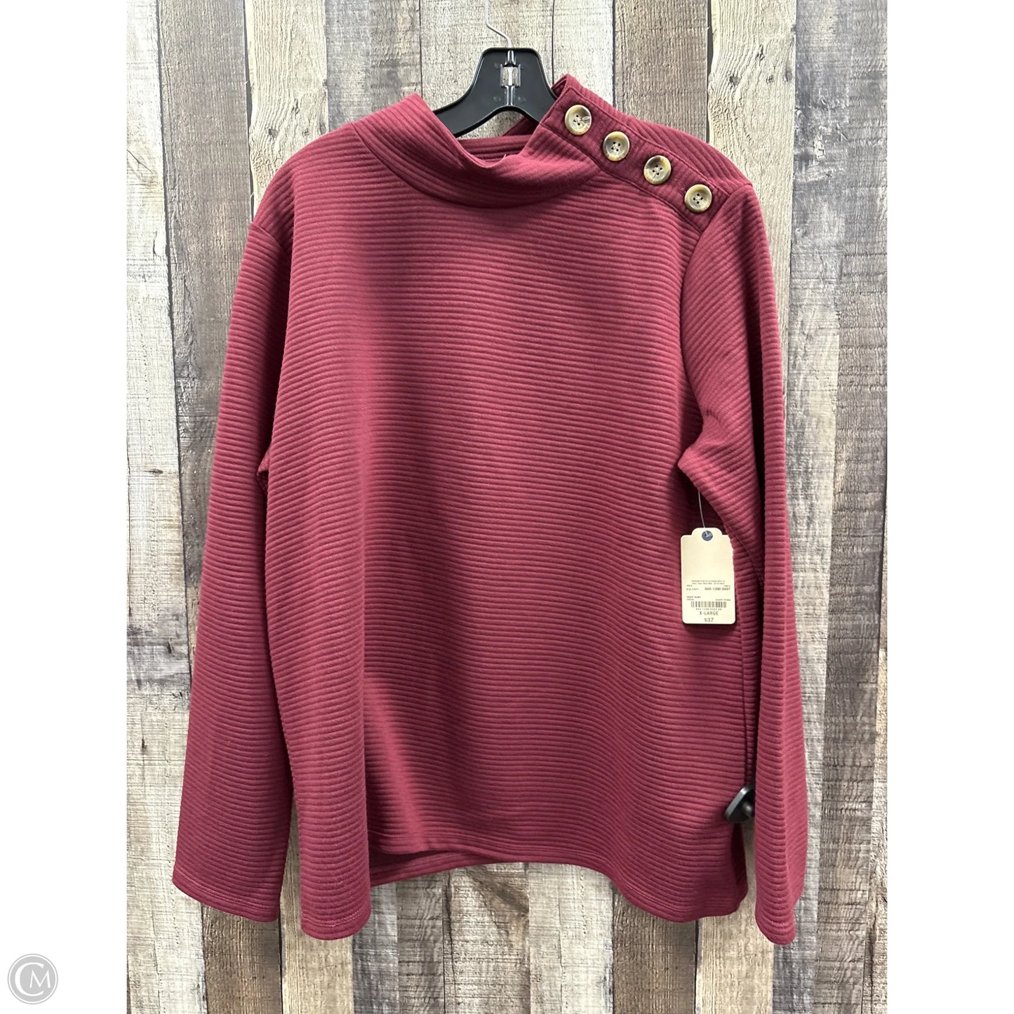 Top Long Sleeve By St Johns Bay In Maroon, Size: Xl