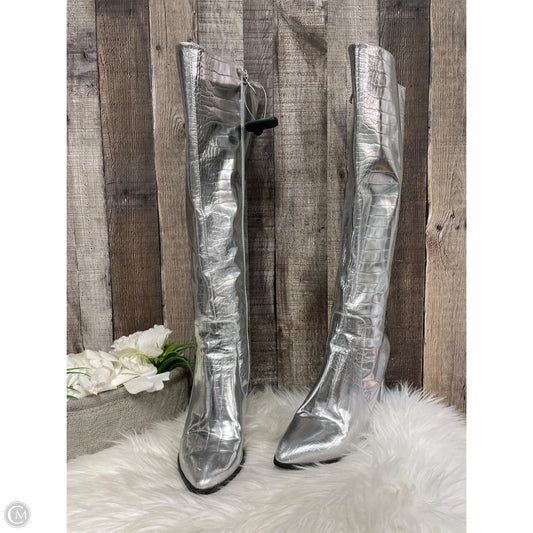 Boots Knee Heels By Cmf In Silver, Size: 10