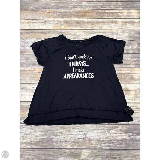 Top Short Sleeve By Cmf In Black, Size: L