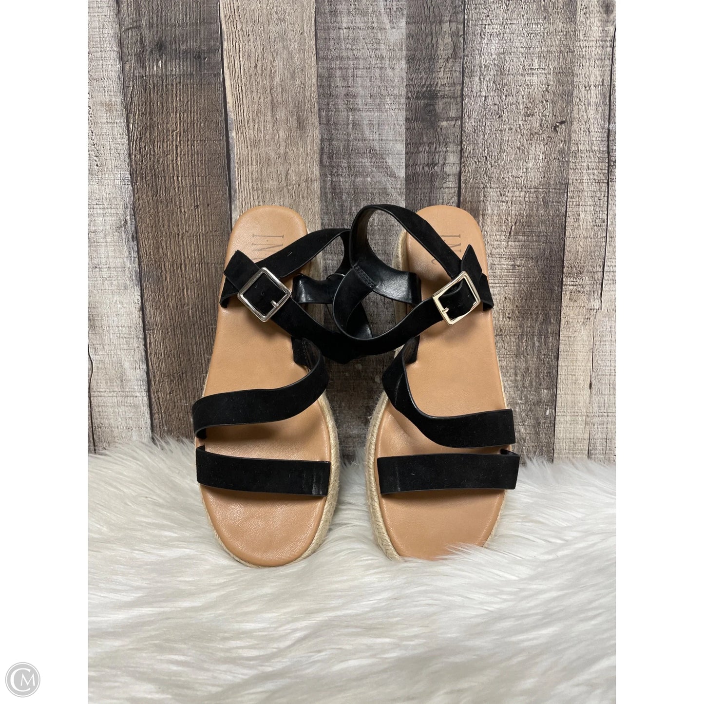 Sandals Heels Wedge By Inc In Black, Size: 8.5