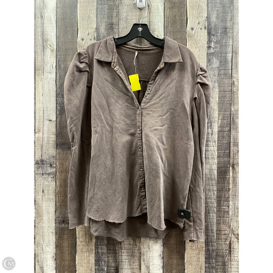 Top Long Sleeve By Cme In Brown, Size: M