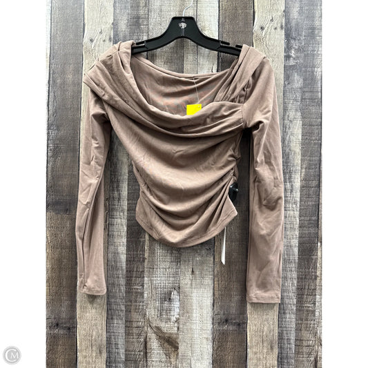 Top Long Sleeve By Cme In Taupe, Size: L
