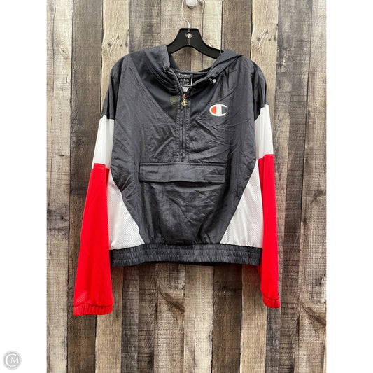 Athletic Jacket By Champion In Grey & Red, Size: L