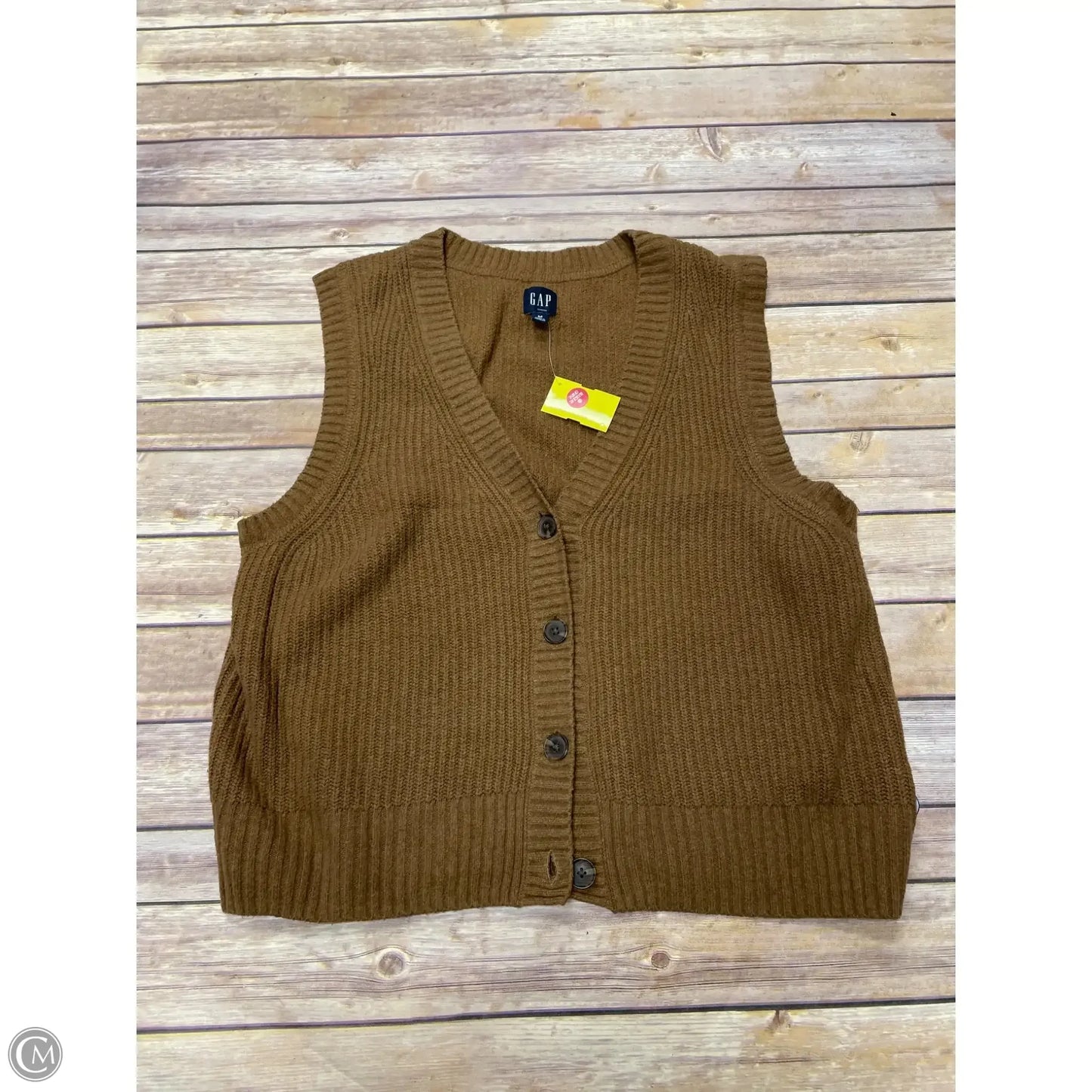 Vest Sweater By Gap In Brown, Size: M
