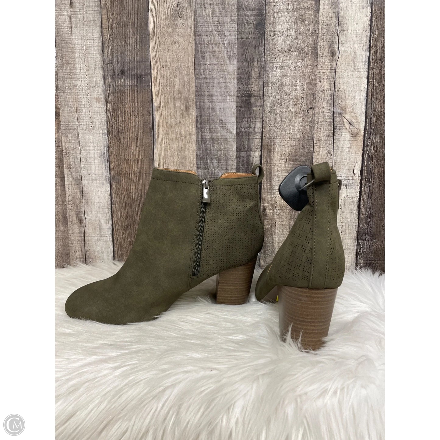 Boots Ankle Heels By Torrid In Green, Size: 10