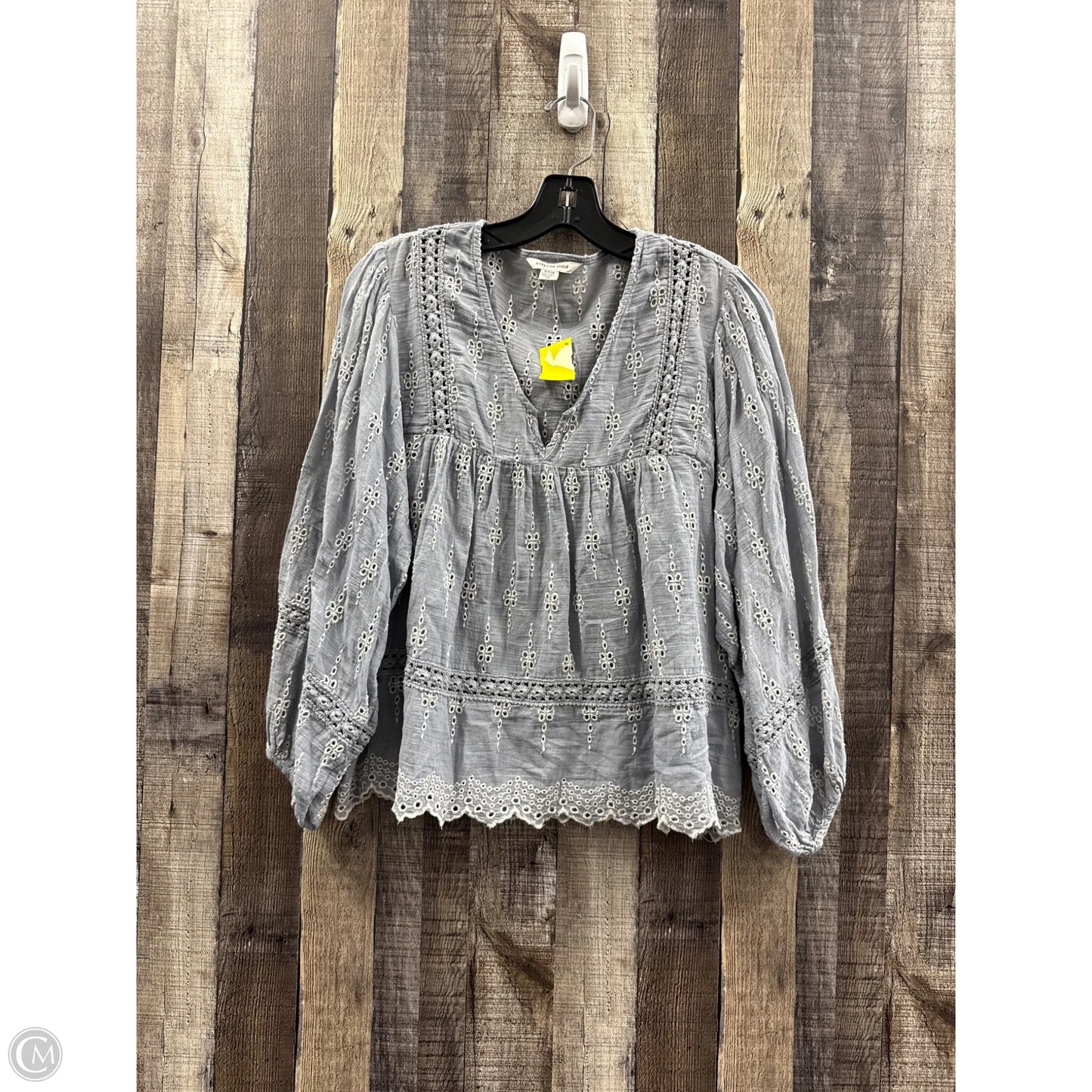 Top Long Sleeve By American Eagle In Blue & White, Size: S