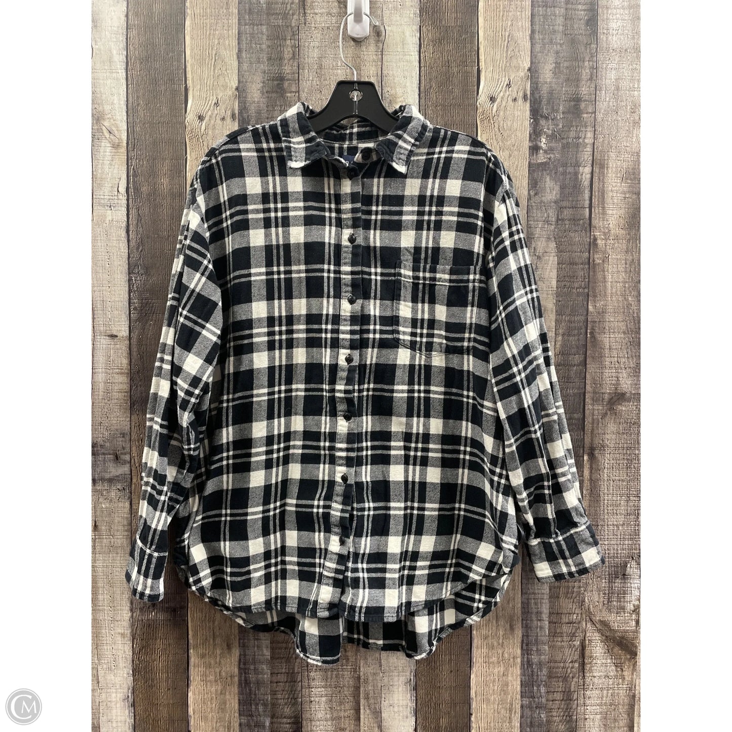 Top Long Sleeve By Gap In Black & Cream, Size: L