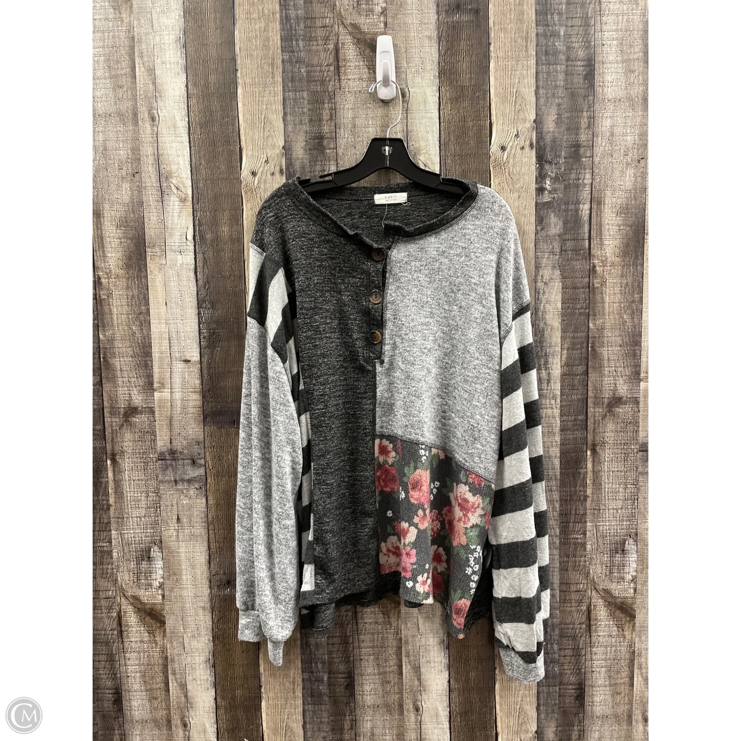 Top Long Sleeve By Cme In Grey, Size: 1x
