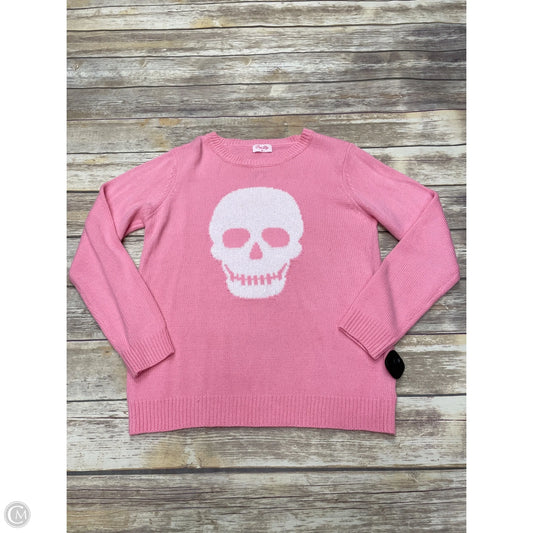 Sweater By Pink Lily In Pink & White, Size: M