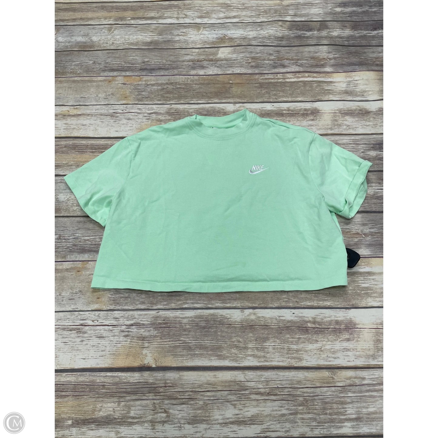 Athletic Top Short Sleeve By Nike In Green, Size: L