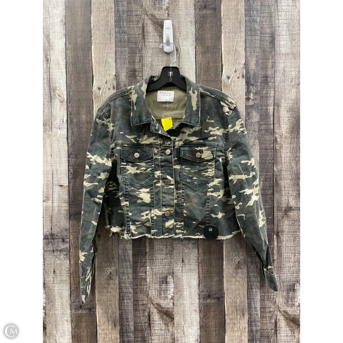 Jacket Denim By Tinseltown In Camouflage Print, Size: L