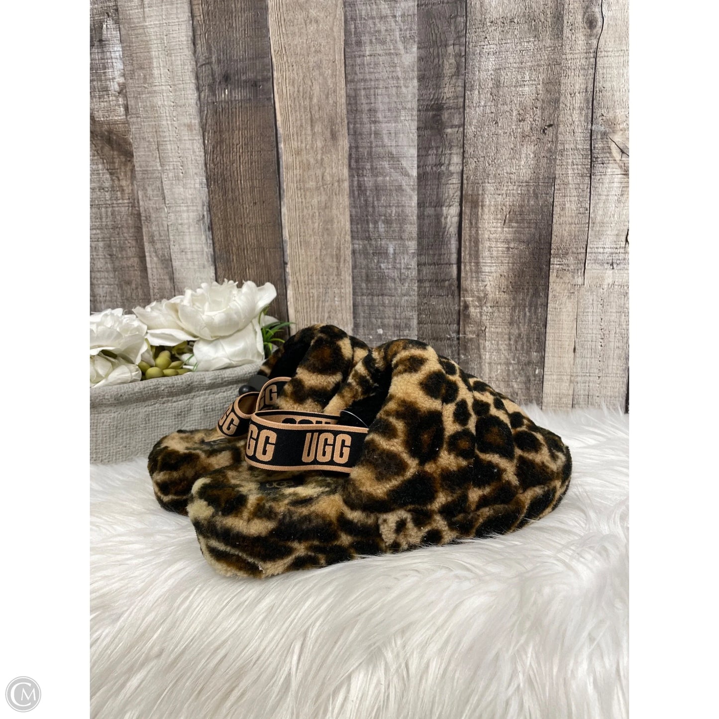 Slippers Designer By Ugg In Animal Print, Size: 10