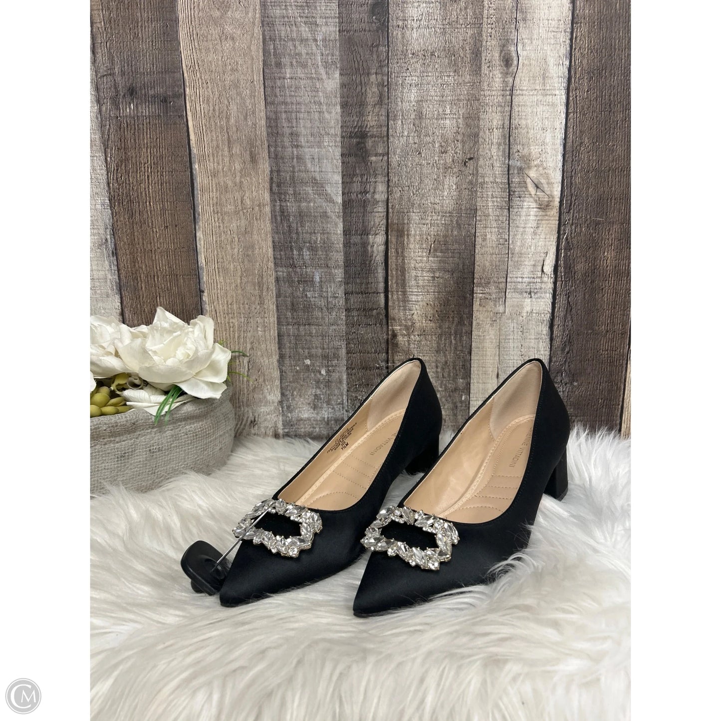 Shoes Heels Block By Adrienne Vittadini In Black & Silver, Size: 7.5