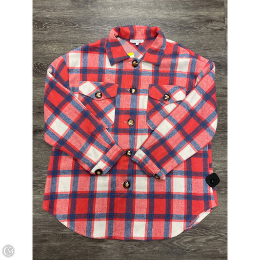 Jacket Shirt By Veveret In Plaid Pattern, Size: L