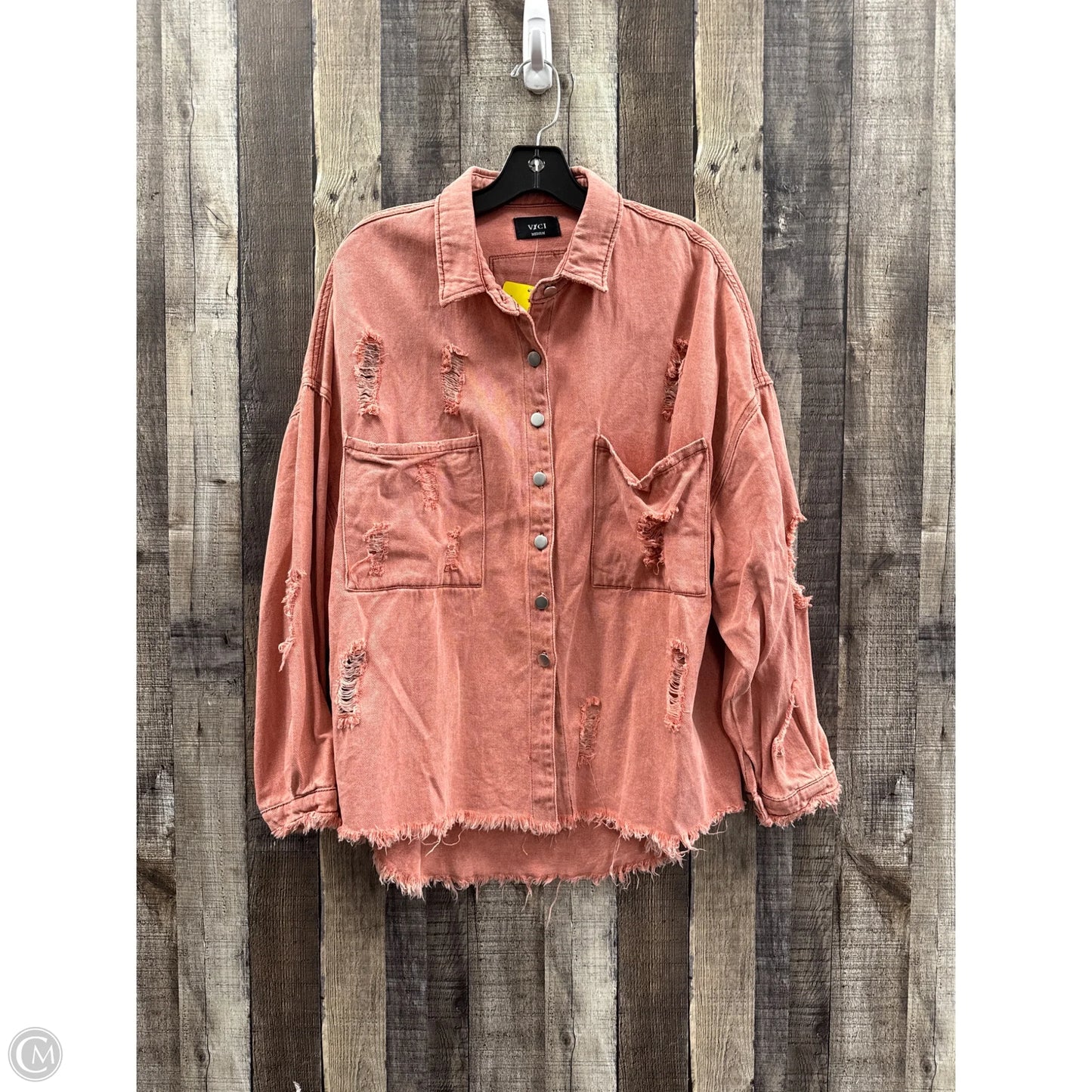 Top Long Sleeve By Vici In Peach, Size: M