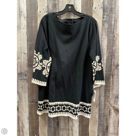 Tunic 3/4 Sleeve By Charter Club In Black, Size: Xl