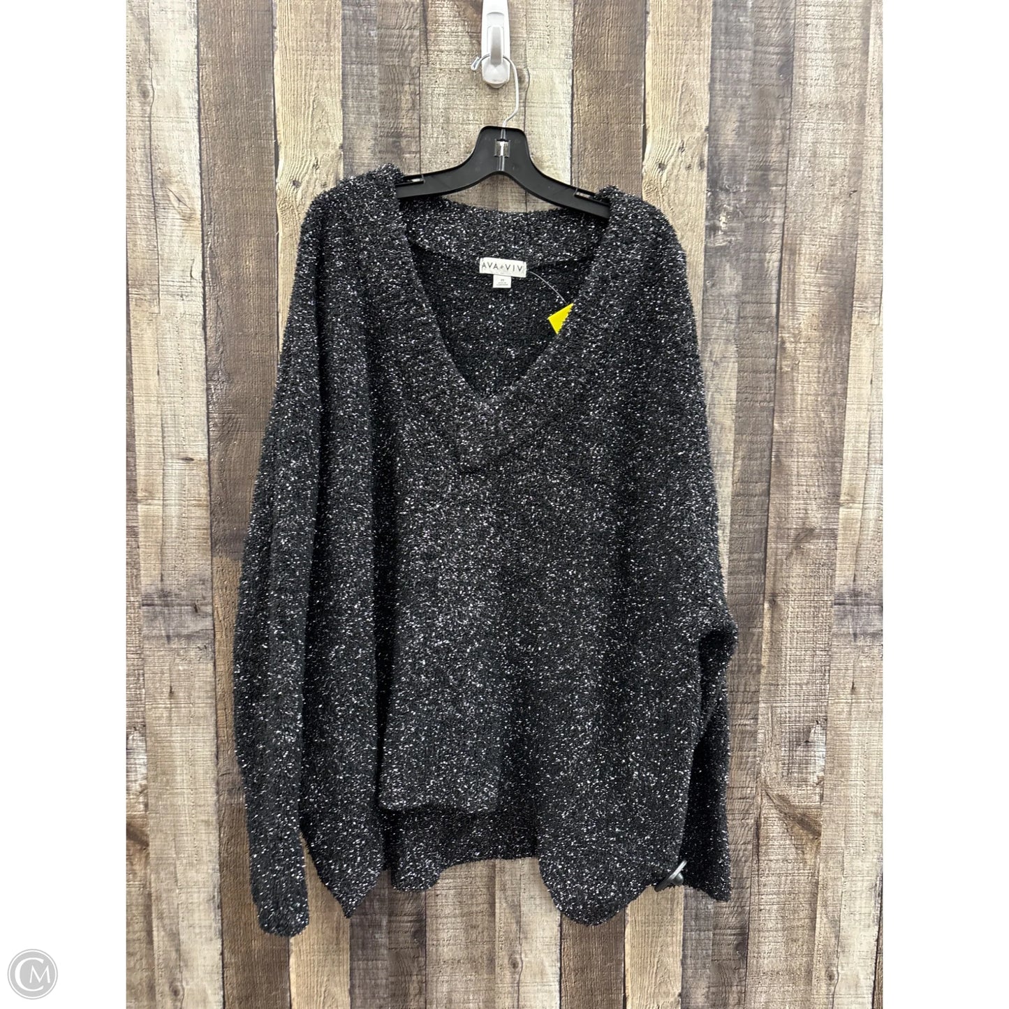 Sweater By Ava & Viv In Black & Silver, Size: 2x