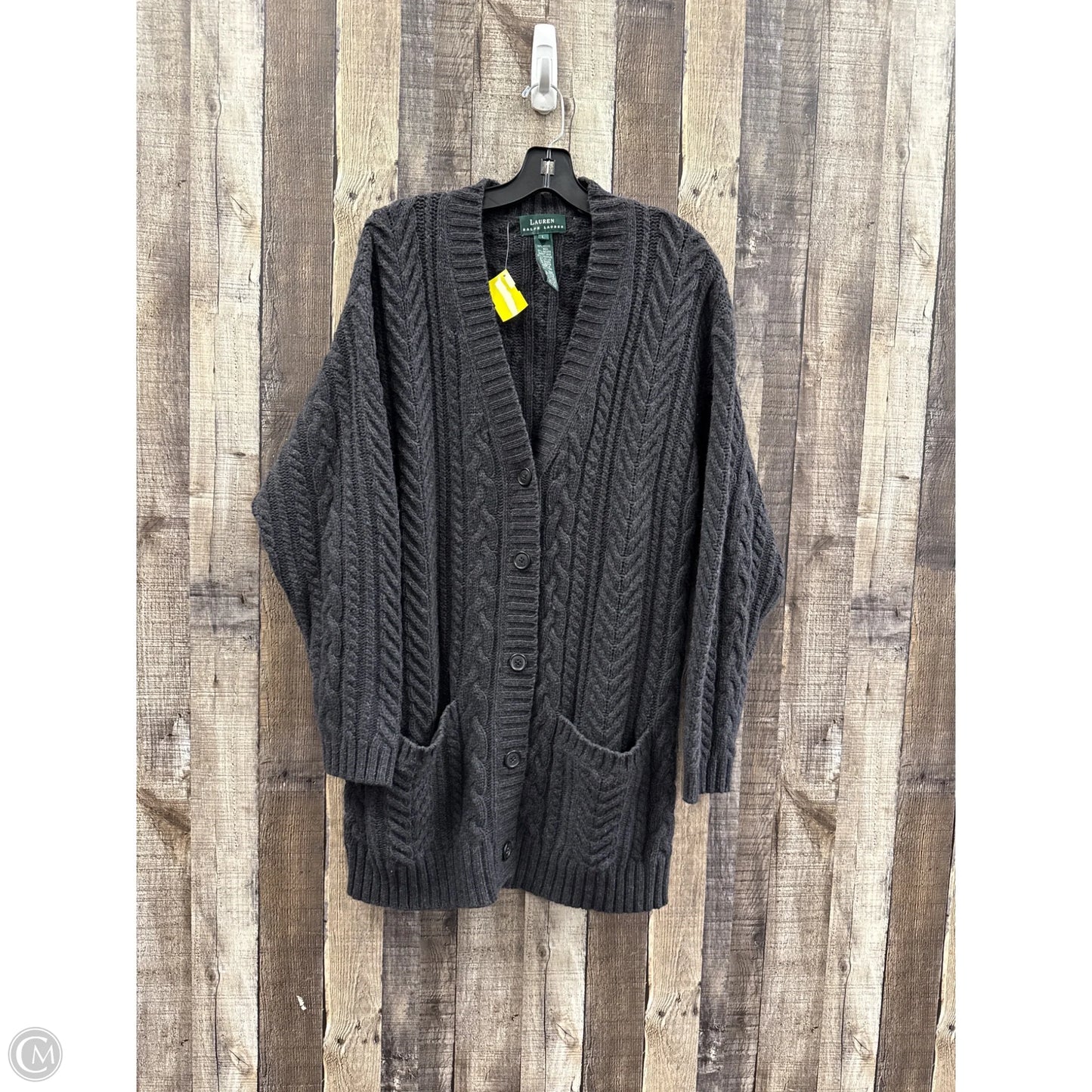 Sweater Cardigan By Lauren By Ralph Lauren In Grey, Size: L