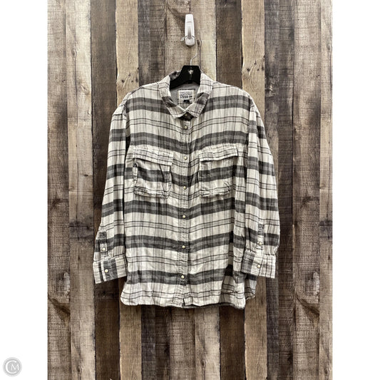 Top Long Sleeve By American Eagle In Grey & White, Size: M