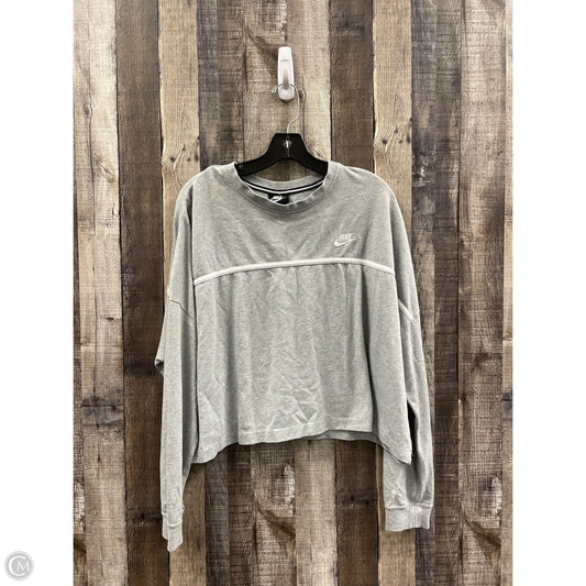 Athletic Top Long Sleeve Crewneck By Nike In Grey, Size: Xxl