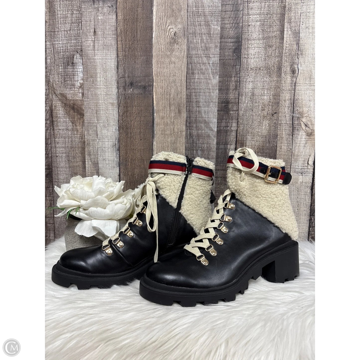 Boots Combat By Cmf In Black & Cream, Size: 8.5